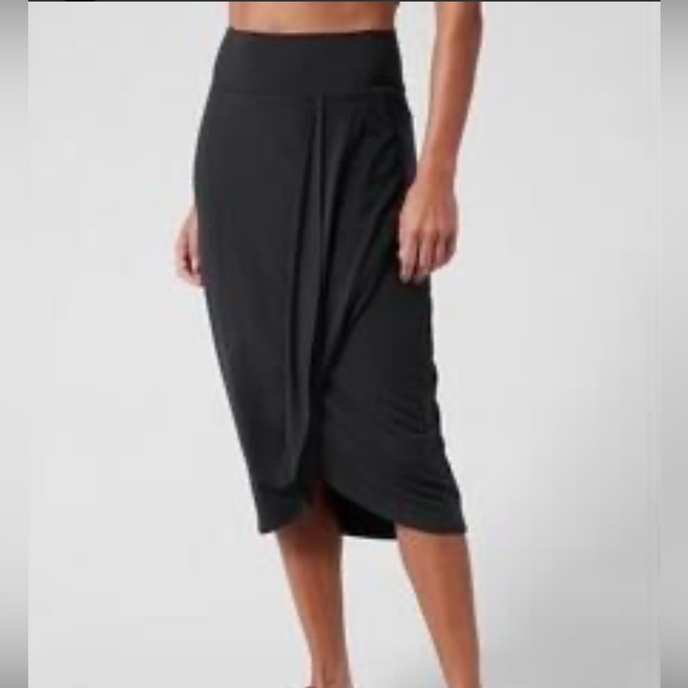 Athleta Black Twist Midi Skirt